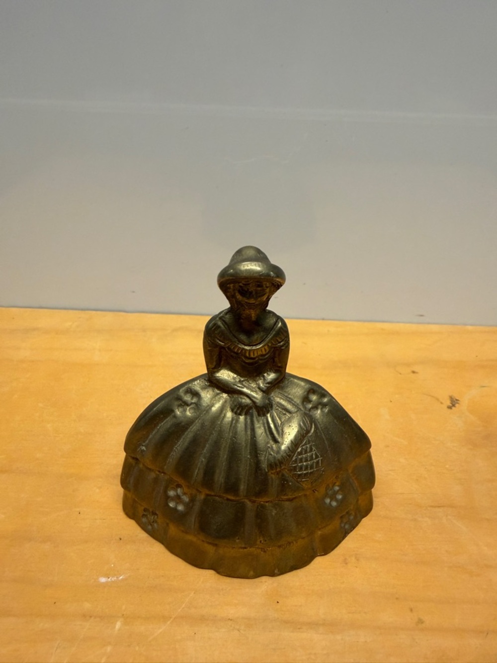 Antique-Style Brass Lady Bell in Dress vintage